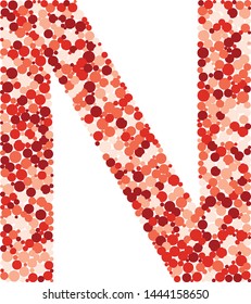 N letter color distributed circles dots illustration