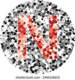 N letter color distributed circles dots illustration