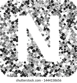 N letter color distributed circles dots illustration