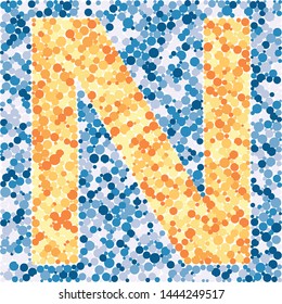 N letter color distributed circles dots illustration