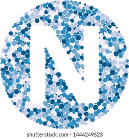N letter color distributed circles dots illustration