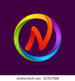 N letter colorful logo in the circle. Vector design template elements for your application or corporate identity.