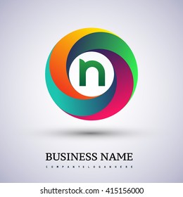 N letter colorful logo in the circle. Vector design template elements for your application or company identity.