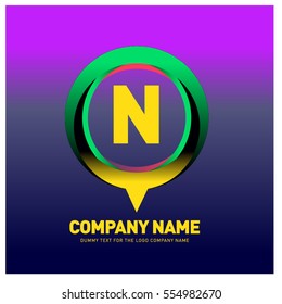 N letter colorful logo in the circle. Vector design template elements for your application or company identity.
