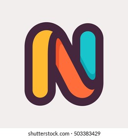 N letter colorful logo. Flat style design. Creative typographic elements for posters, t-shirts and cards.