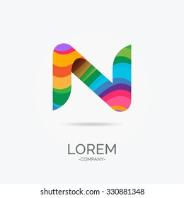 N Letter Colorful Wavy Modern Abstract Art design Icon logo