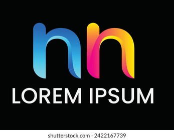 n Letter coloring logo design and black background.