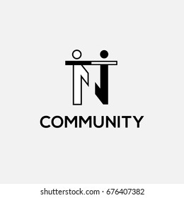 N letter community vector logo