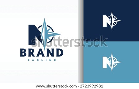 N Letter and Compass North Navigation Brand Logo