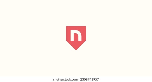 
N concepto de letra dentro del escudo o pentágono, concepto de logotipo de tipografía, logotipo de monograma y logotipo de letras iniciales, moderno y sencillo