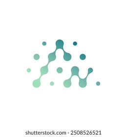 Letra A y N en puntos y líneas conectados, Vector de diseño de logotipos de redes y neuroterapia