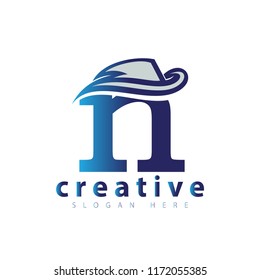 n letter with cowboy hat logo icon vector
