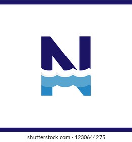 N Letter and creative wave logo vector template