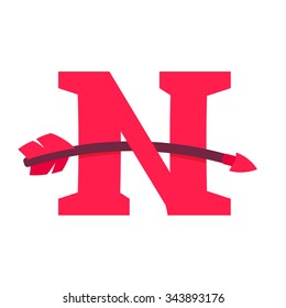 N letter with curved arrow. Vector design template elements for your application or corporate identity.