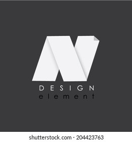 N letter design element in flat design style for business
