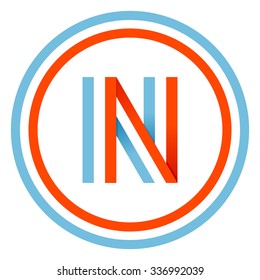 N letter design template. This letter can be used for a sports team identity. Also, it can be a red-white-blue colors ribbon flag.