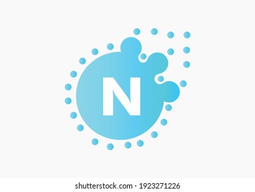 N Letter Design Vector with Dots.