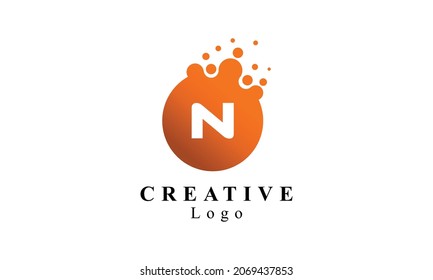 N Letter Design Vector with Dots