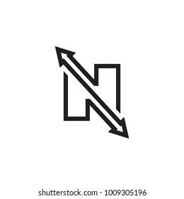 N letter with up and down arrow logo design vector