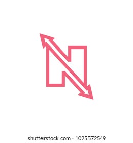N letter with up and down arrow logo design vector