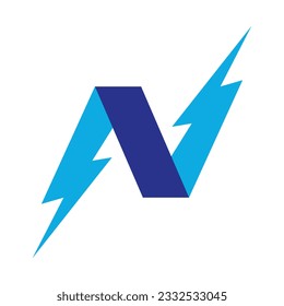 N letter electric logo icon template