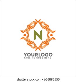 N letter emblem of the weaving circle. Monogram design for Royalty, business card, Boutique, Hotel, Heraldic, Web design, Jewelry. Vector illustration