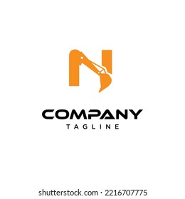 N Letter excavator Vector logo icon vector Template