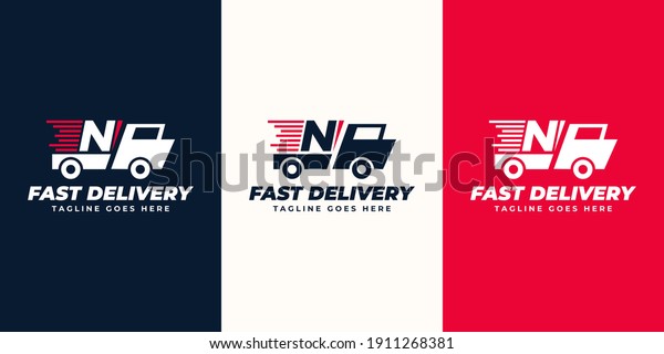 N Letter\
express delivery  Logo designs Template. Illustration vector\
graphic of  letter and fast truck  logo design concept. Perfect for\
Delivery service, Delivery express logo\
design