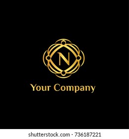 N letter Fashion brand vector logo template.logotype. Brand identity element. Rustic whimsical logo. 