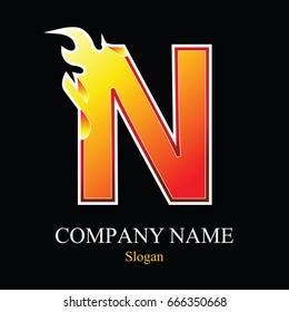 N letter fire logo design template. Vector design template elements for your application or company.
