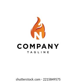 N Letter fire Vector logo icon vector Template