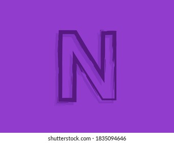 N letter font, hand drawn brush stroke. Modern, elegant calligraphic design. For design element, logo, creative poster etc. Vector illustration 