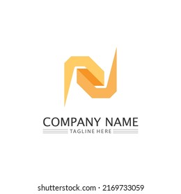 N Letter and font Logo Template vector icon illustration design