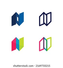 N Letter and font Logo Template vector icon illustration design