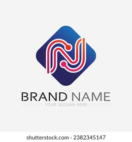 N Letter and font Logo Template vector icon illustration design