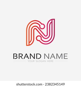 N Letter and font Logo Template vector icon illustration design
