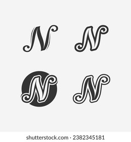 N Letter and font Logo Template vector icon illustration design