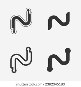 N Letter and font Logo Template vector icon illustration design