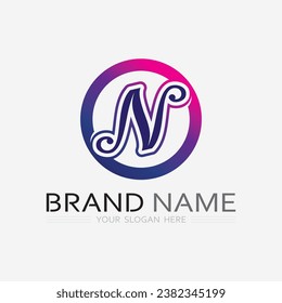 N Letter and font Logo Template vector icon illustration design