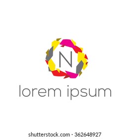 N letter geometric vector logo template (sign, symbol, icon)