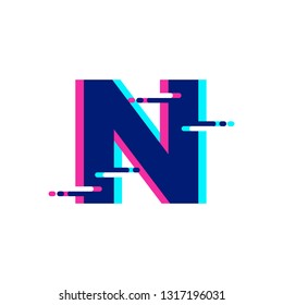 N Letter Glitch Style Font Alphabet Modern Logo Icon 