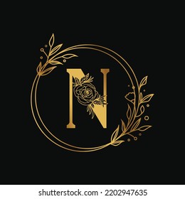 N Letter Golden Gradient Design