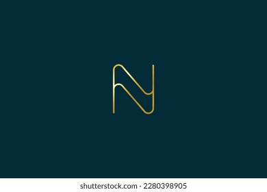 N letter with golden typography minimal brand logo design, n golden elegant logo, n line logo