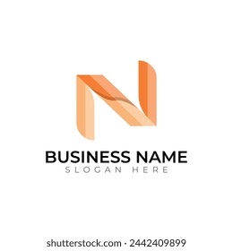 N letter gradient  3d abstract typography colorful vector logo design

