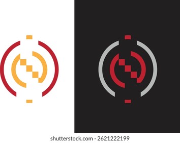 N letter grid logo design