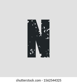 N letter grunge style. Vector eps10