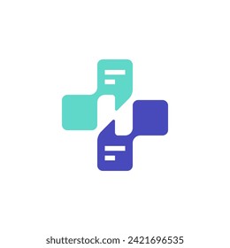 N Letter with Health Cross Chat Health Advocate Network Logo Design Vector