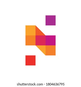 n letter icon logo design with good color