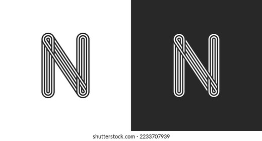 N letter for icon logo multi lines