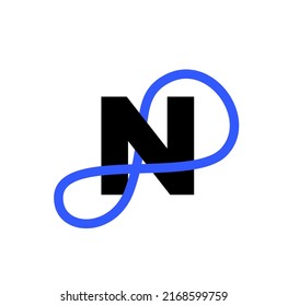 N letter with infinity symbol. N infinity monogram.